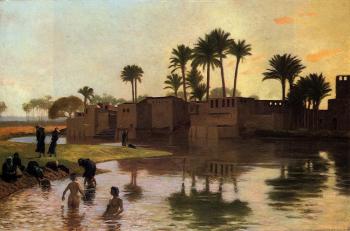 Jean-Leon Gerome : Bathers by the Edge of a River